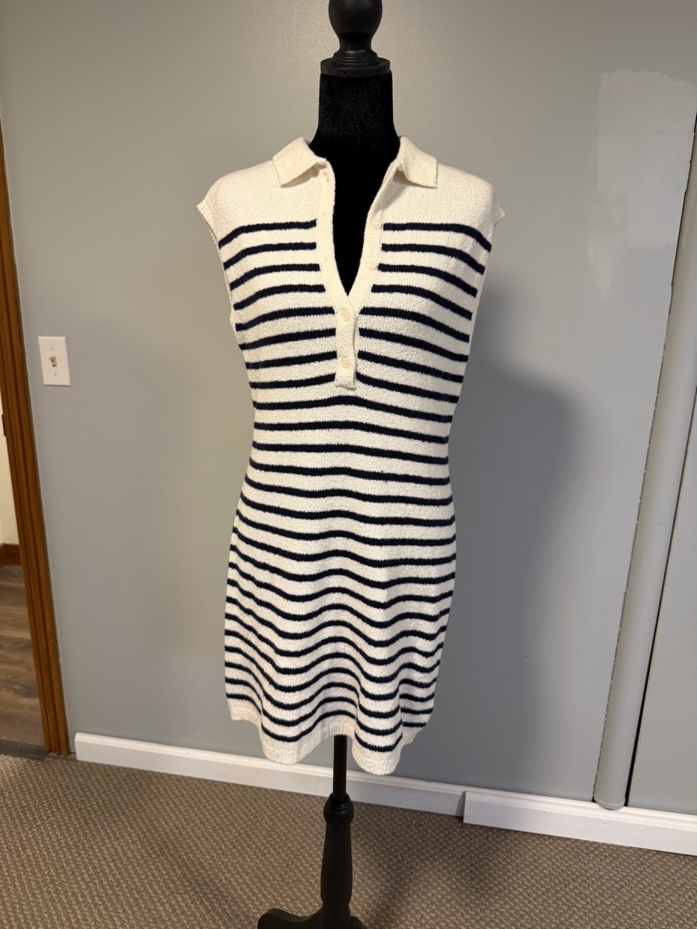Universal Thread Navy Stripe Sweater Dress Size S Collared Knit Coastal NWT